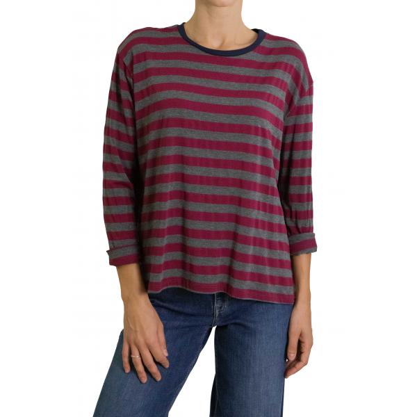 Maglia con contrasto di colore colletto a righe morbida 